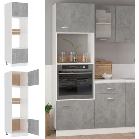 Armoire à micro-ondes  Armoire de cuisine Meuble bas de Cuisine Gris béton 60x57x207 cm Aggloméré 41293