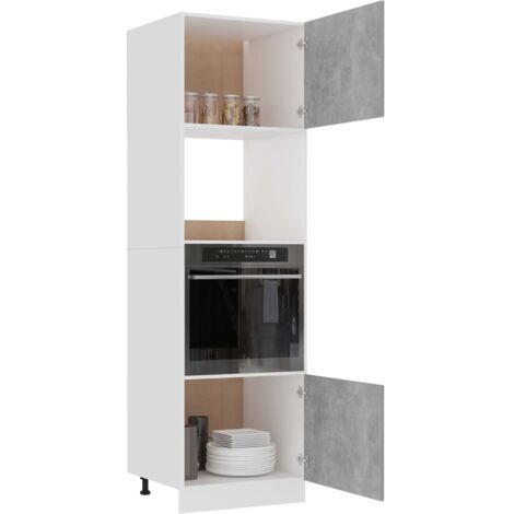 Armoire à micro-ondes  Armoire de cuisine Meuble bas de Cuisine Gris béton 60x57x207 cm Aggloméré 41293