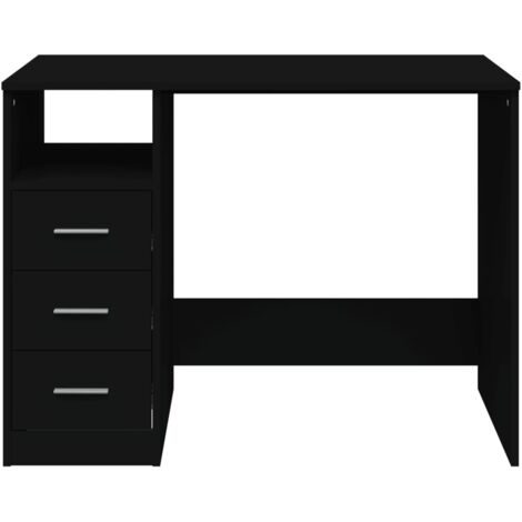 Bureau avec tiroirs Bureau informatique - Table de Bureau Noir 102x50x76 cm Bois d'ingénierie BV606129 - BonneVie
