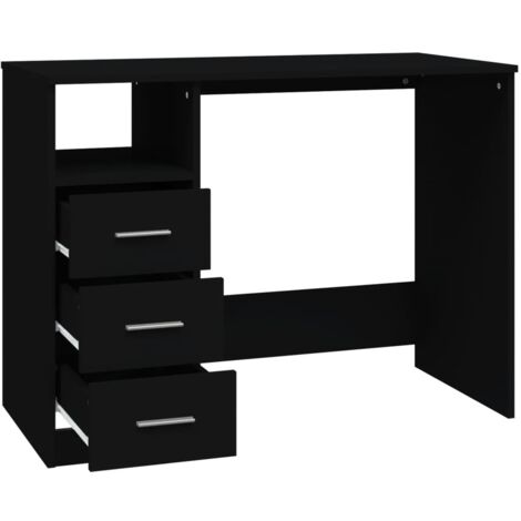 Bureau avec tiroirs Bureau informatique - Table de Bureau Noir 102x50x76 cm Bois d'ingénierie BV606129 - BonneVie