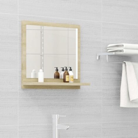 Miroir simple de salle de bain Style baroque - Blanc et chêne sonoma 40x10,5x37 cm BV157228 - BonneVie (1/5)