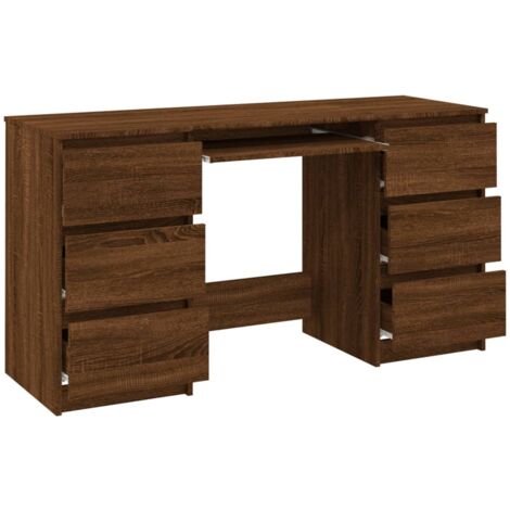 Bureau informatique Table de bureau - Chêne marron 140x50x77 cm Bois d'ingénierie BV358802 - BonneVie