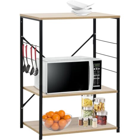 Armoire de cuisine à micro-ondes - Meuble de rangement Style Contemporain Noir et chêne 60x39,6x79,5 cm Aggloméré BV228531 - BonneVie (1/5)