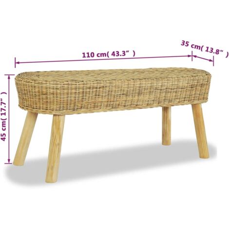 Banc d'entrée Banc Coffre de rangement - Banquette 110 x 35 x 45 cm Rotin naturel BV999065 - BonneVie