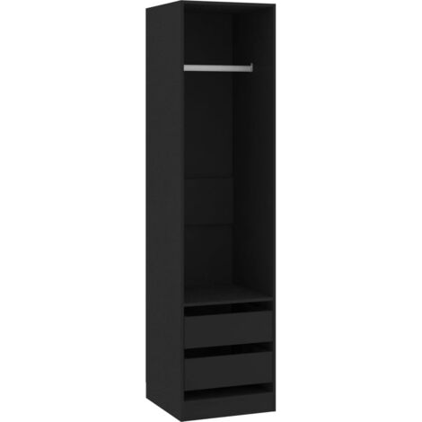 Garde-robe Meuble de Rangement - Style Contemporain avec tiroirs Noir 50x50x200 cm Aggloméré BV912724 - BonneVie (1/5)