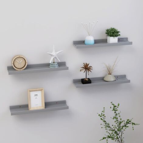 Lot De 4 étagères Cubiques Murales 30x15x30 Cm - Bois Effet Chêne, Pour Livres, Déco, Cuisine, Chambre