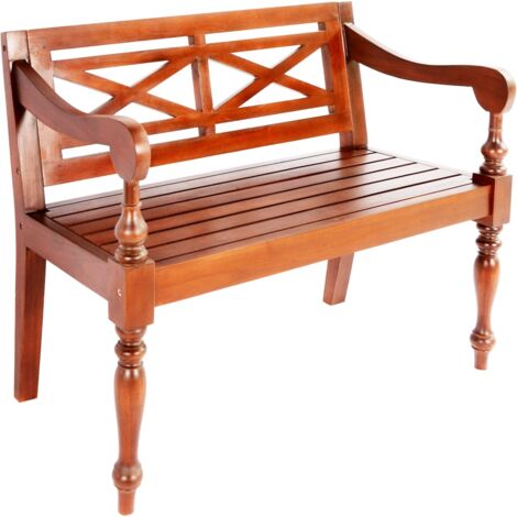 Banc Batavia 98 cm Banc de salon - Banc de table Bois d'acajou massif Marron foncé BV443751 - BonneVie (1/5)