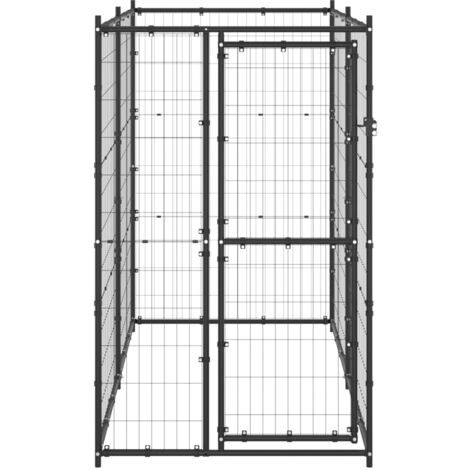 Chenil d'extérieur pour chiens Parc enclos pour animaux - Acier 110x220x180 cm BV630368 - BonneVie
