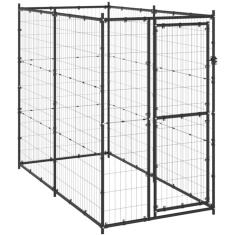 Chenil d'extérieur pour chiens Parc enclos pour animaux - Acier 110x220x180 cm BV630368 - BonneVie