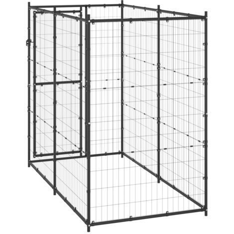 Chenil d'extérieur pour chiens Parc enclos pour animaux - Acier 110x220x180 cm BV630368 - BonneVie