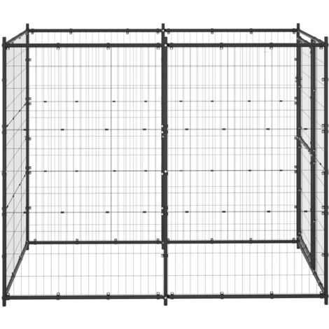 Chenil d'extérieur pour chiens Parc enclos pour animaux - Acier 110x220x180 cm BV630368 - BonneVie