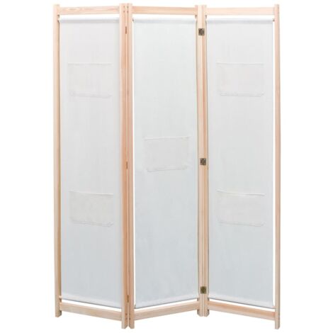 Cloison de séparation 3 panneaux Paravent Pour Jardin, Balcon, Terrasse Crème 120x170x4 cm Tissu 49809 (1/5)