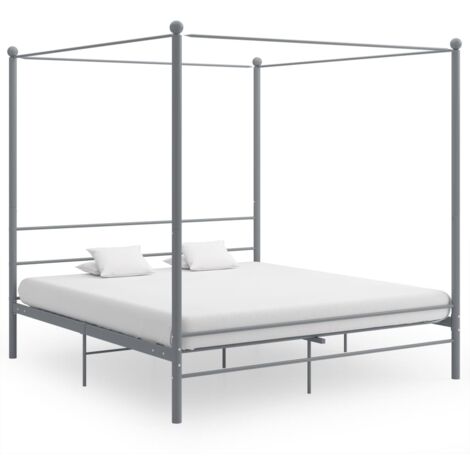 Cadre Baldaquin Lit Acier Inoxydable 120x200cm - Support Moustiquaire 4 Poteaux