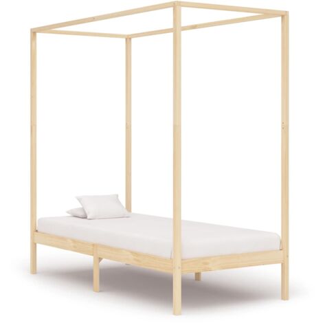 Lit simple,Lit adulte,Cadre de lit à baldaquin Bois de pin massif 100 x 200 cm448412 (1/5)