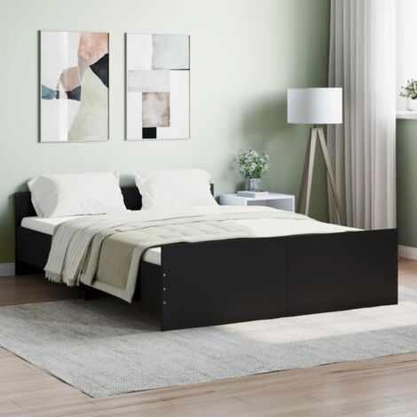 Lit double,Lit adulte,Cadre de lit avec tête de litpied de lit noir 140x190 cm680312 (1/5)