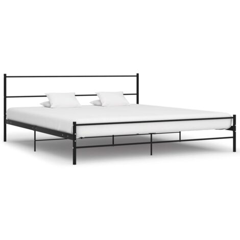 Lit double,Lit adulte,Cadre de lit Noir Métal 200 x 200 cm792019 (1/5)