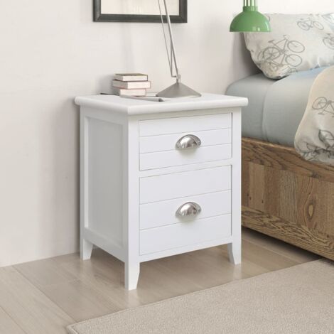 Lot De 2 Tables De Chevet SONGMICS Blanches - 1 Tiroir + Compartiment - 39x28x41 Cm