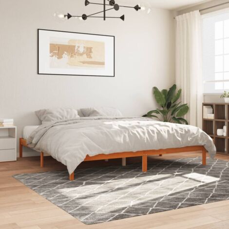 Lit Double,Lit Adulte,Cadre de lit cire marron 200x200 cm bois de pin massif CFW516737 (1/5)