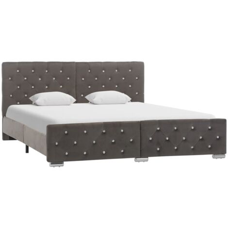 Lit double，Lit adulte，Cadre de lit Gris Velours 160x200 cm784674 (1/5)