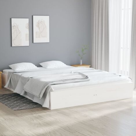 Lit double,Lit adulte,Cadre de lit blanc bois massif 120x190 cm petit double532995 (1/5)