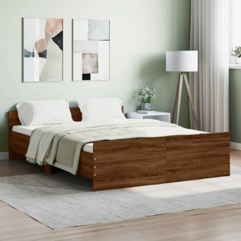 Lit double，Lit adulte，Cadre de lit tête de lit et pied de lit chêne marron 140x190 cm731781 (1/5)