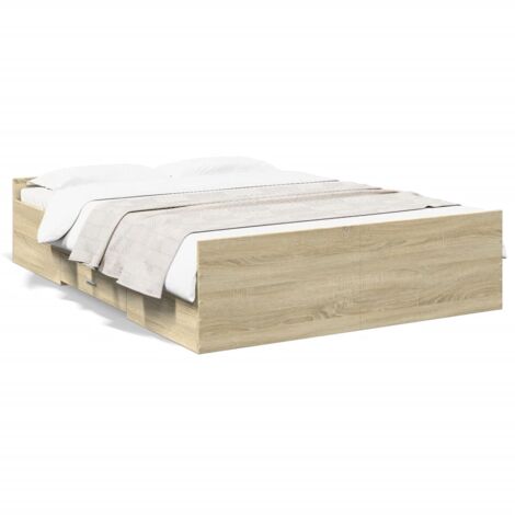 Lit Double,Lit Adulte,Cadre de lit et tiroirs chêne sonoma 140x190 cm bois ingénierie CFW676527 (1/5)