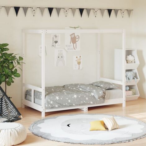 Lit simple,Lit enfant,Cadre de lit pour enfant blanc 80x160 cm bois de pin massif643184 (1/5)