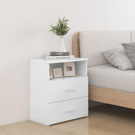 Table de chevet Table d'appoint Table de nuit Blanc 50x32x60 cm CVW46521 (1/5)
