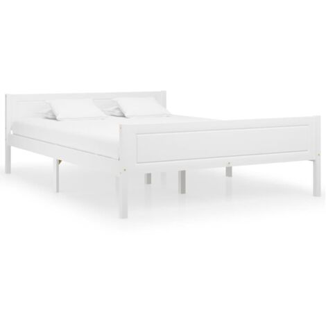 Lit double,Lit adulte,Cadre de lit Bois de pin massif Blanc 120x200 cm236636 (1/5)