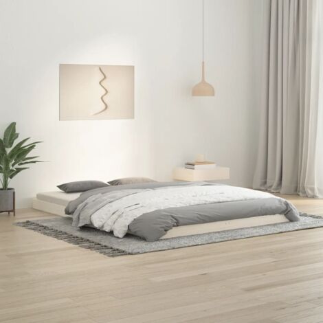 Lit double，Lit adulte，Cadre de lit blanc 140x200 cm bois de pin massif782948 CFW176344 (1/5)
