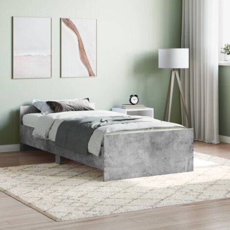 Lit simple,Lit adulte,Cadre de lit gris béton 90x190 cm bois d'ingénierie205544 (1/5)
