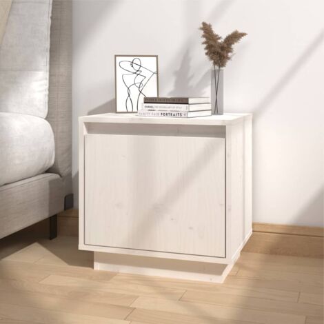 Table de chevet,Tables d'appoint,Table de nuit Blanc 40x30x40 cm Bois de pin solide CFW44160 (1/5)