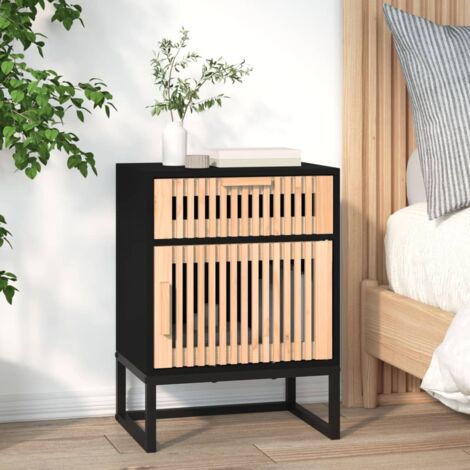 Table de chevet Table d'appoint Table de nuit noir 40x30x55,5 cm bois d’ingénierie et fer CVW62622 (1/5)