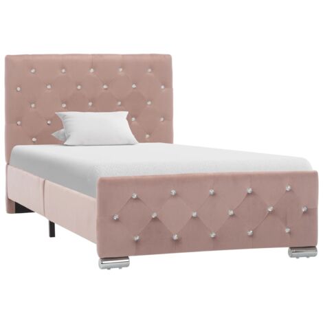 Lit simple,Lit adulte,Cadre de lit Rose Velours 90x200 cm524254 (1/5)