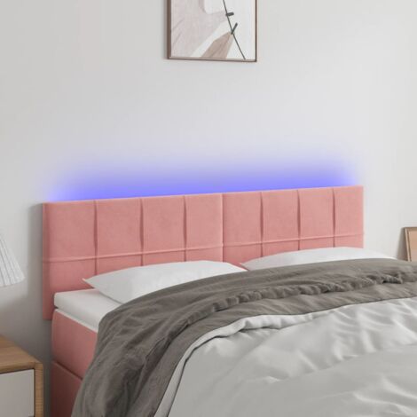 Tête de lit pour lit adult Décoration murale à LED Rose 144x5x78/88 cm Velours CFW144462 (1/5)