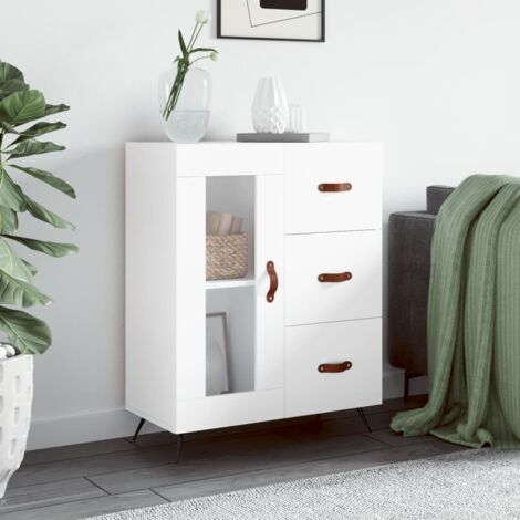 Buffet,Bahut, Meuble de Rangement blanc 69,5x34x90 cm bois d'ingénierie CFW101149 (1/5)