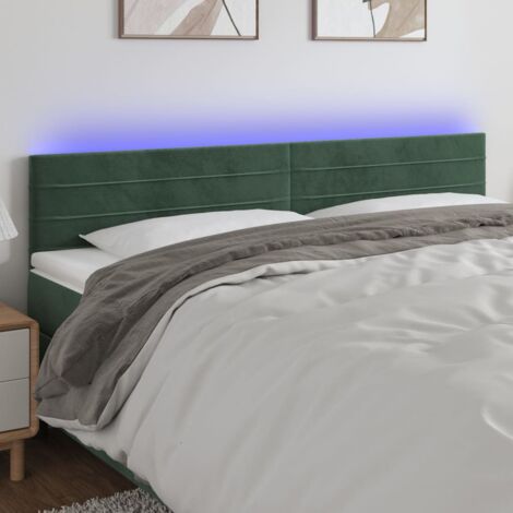 Tête de lit pour lit adult Décoration murale à LED Vert foncé 160x5x78/88 cm Velours CFW913953 (1/5)