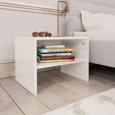 Table de chevet,Tables d'appoint,Table de nuit Blanc brillant 40x30x30 cm Bois ingénierie CFW24323 (1/5)