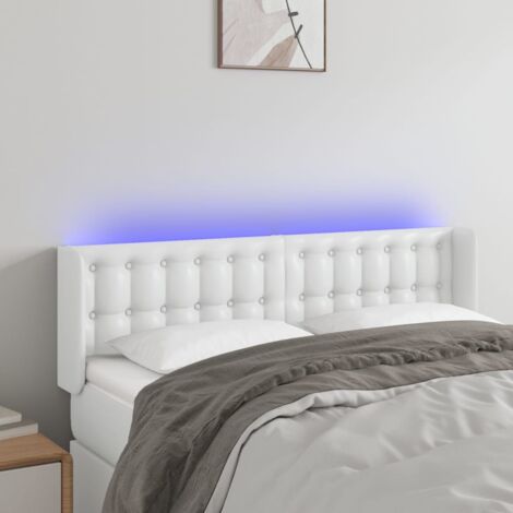 Tête de lit pour lit adult Décoration murale à LED Blanc 147x16x78/88 cm Similicuir CFW383917 (1/5)