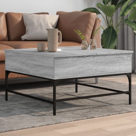 Table basse，Table d'appoint，Table de Salon sonoma gris 80x80x45 cm bois d'ingénierie et métal CFW503683 (1/5)