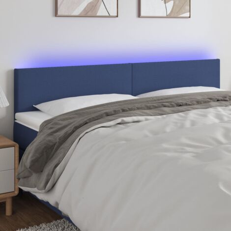Tête de lit pour lit adult Décoration murale à LED Bleu 200x5x78/88 cm Tissu CFW624159 (1/5)