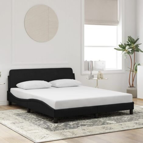Lit Double,Lit Adulte,Cadre de lit avec tête de lit Noir 160x200 cm Velours CFW405560 (1/5)