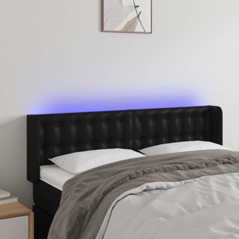 Tête de lit pour lit adult Décoration murale à LED Noir 147x16x78/88 cm Similicuir CFW764180 (1/5)