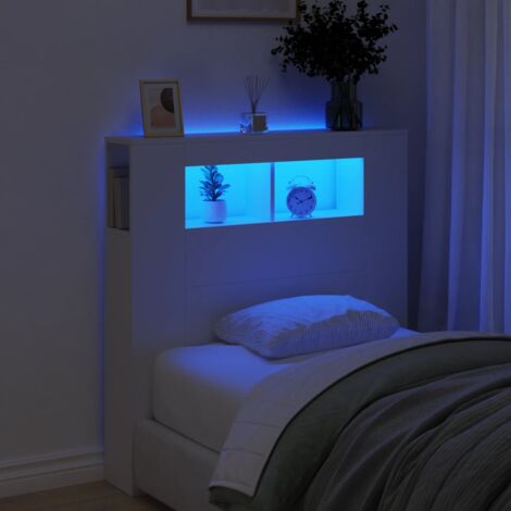 Tête de lit pour lit adult Décoration murale à LED blanc 100x18,5x103,5 cm bois d'ingénierie CFW165521 (1/5)