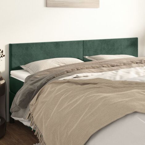 Têtes de lit 2 pcs pour lit adult  Décoration murale Vert foncé 90x5x78/88 cm Velours CFW322214 (1/5)