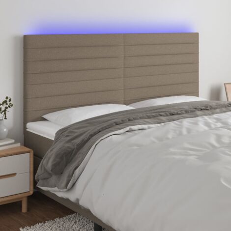 Tête de lit pour lit adult Décoration murale à LED Taupe 200x5x118/128 cm Tissu CFW456343 (1/5)