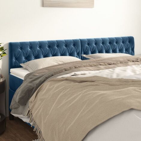 Têtes de lit 2 pcs pour lit adult Décoration murale Bleu foncé 100x7x78/88 cm Velours CFW487210 (1/5)