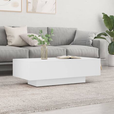 Design In – Table basse fixe blanche 100x49,5x31 cm – Bois d'ingénierie – Design épuré pour salon moderne – Surface spacieuse pour boissons et objets décoratifs - CFW375329 (1/5)