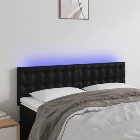 Tête de lit pour lit adult Décoration murale avec LED noir 144x5x78/88 cm similicuir CFW214810 (1/5)