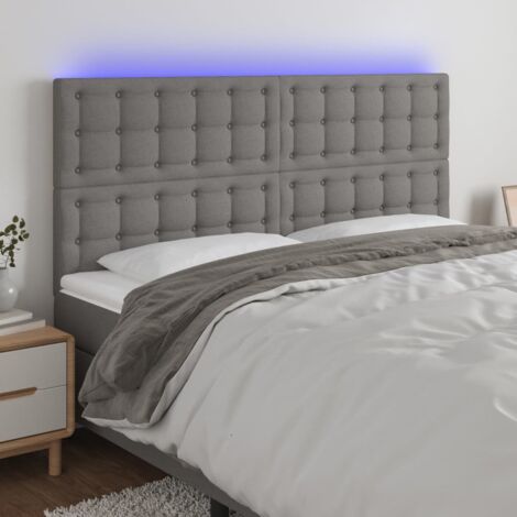 Tête de lit pour lit adult Décoration murale à LED Gris foncé 180x5x118/128 cm Tissu CFW353580 (1/5)